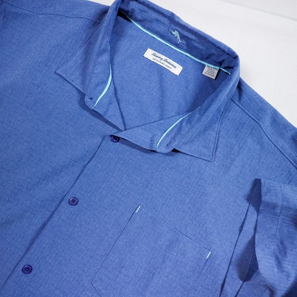 Tommy Bahama The Bahama Coast IslandZone Shirt 3XLT Blue Performance‎ Textured